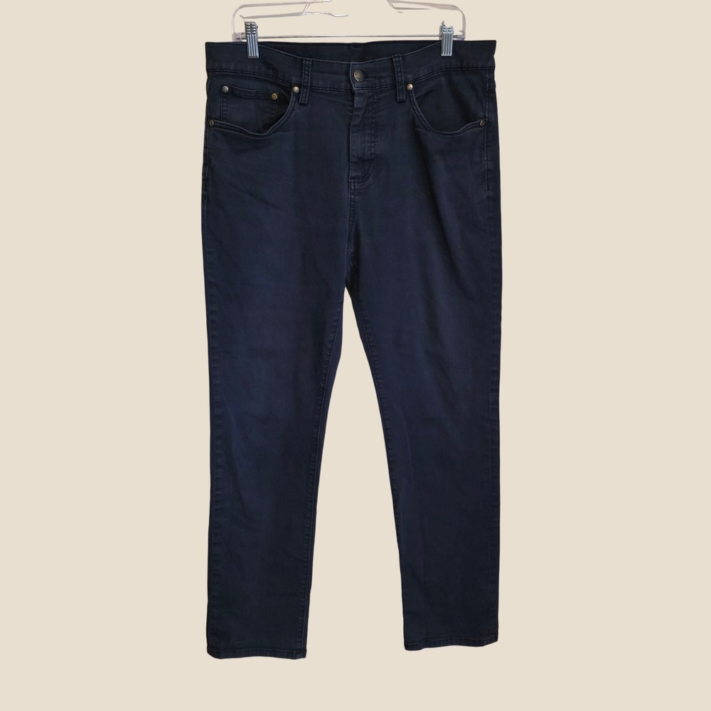 Brooks Brothers Mens Straight Pants Size 34x32 Navy Blue Stretch Chino Jeans
